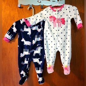 Absorba Unicorn Pajamas Girls Size 6 M New Set of 2